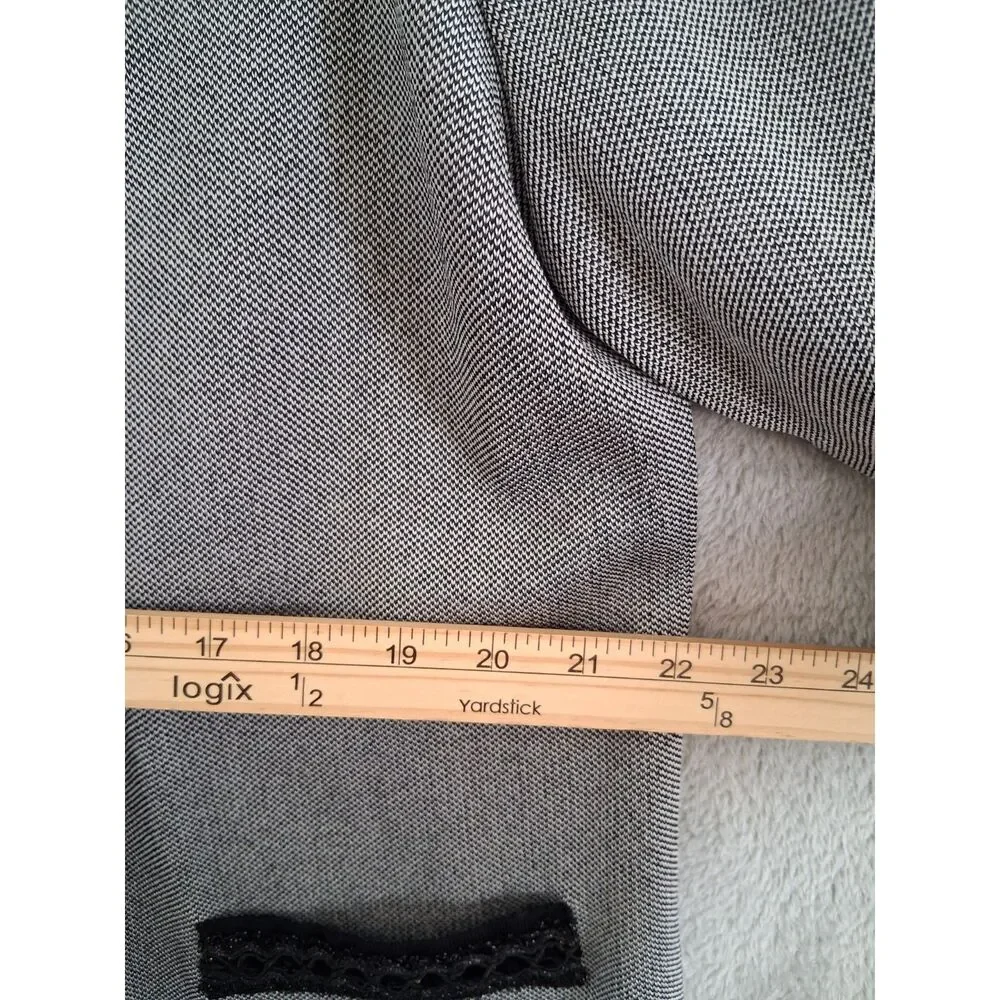 Misook 3 Piece Sz L Skirt Blazer Tank Knit Suit Gray Black Knee Length Career